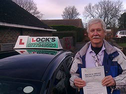 Another happy pupil after taking driving lessons with Locks Driving School, passed his test first time !