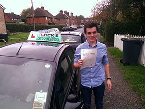 Josh Diplock, Locks Driving School's first driving test pass !